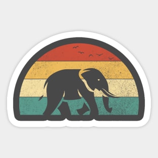 Sunset elephant landscape savanna vintage retro Sticker